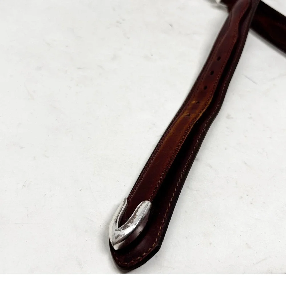 1997 Tony Lama Horsehair Braided Western Leather Ranger Belt Size 40 Silver Tone